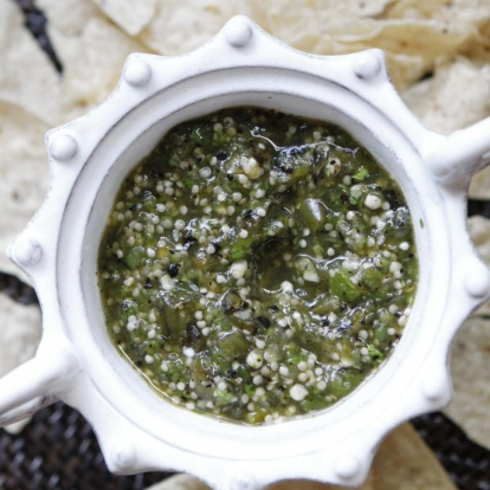 Chef Valerie Rice's green salsa with tomatillos.